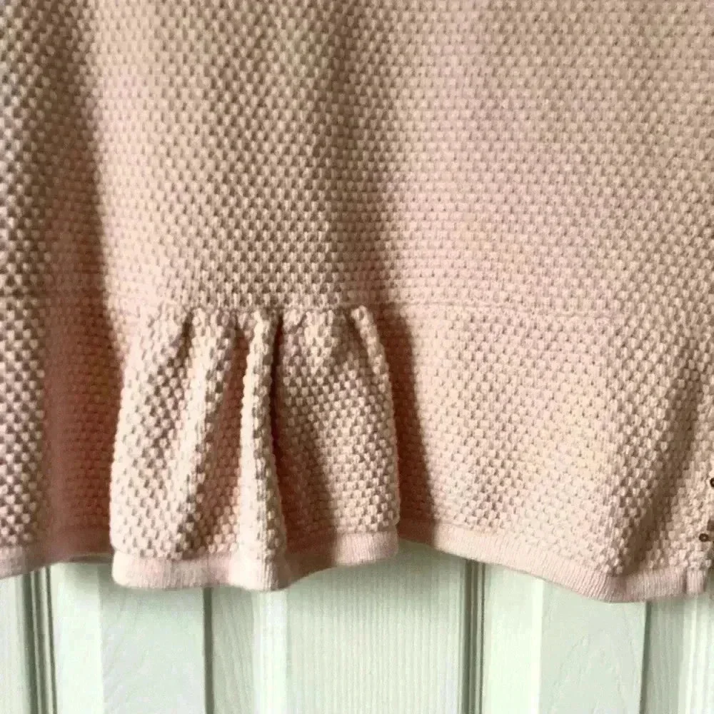 Pink shiny beads  embellished ruffle edged neck Catdigan Size M/L